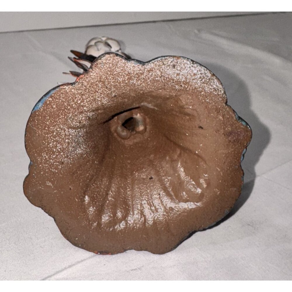 Vintage Metal Floral Candle Holder 12" Shabby Chic Distressed Finish - Picture 5 of 7